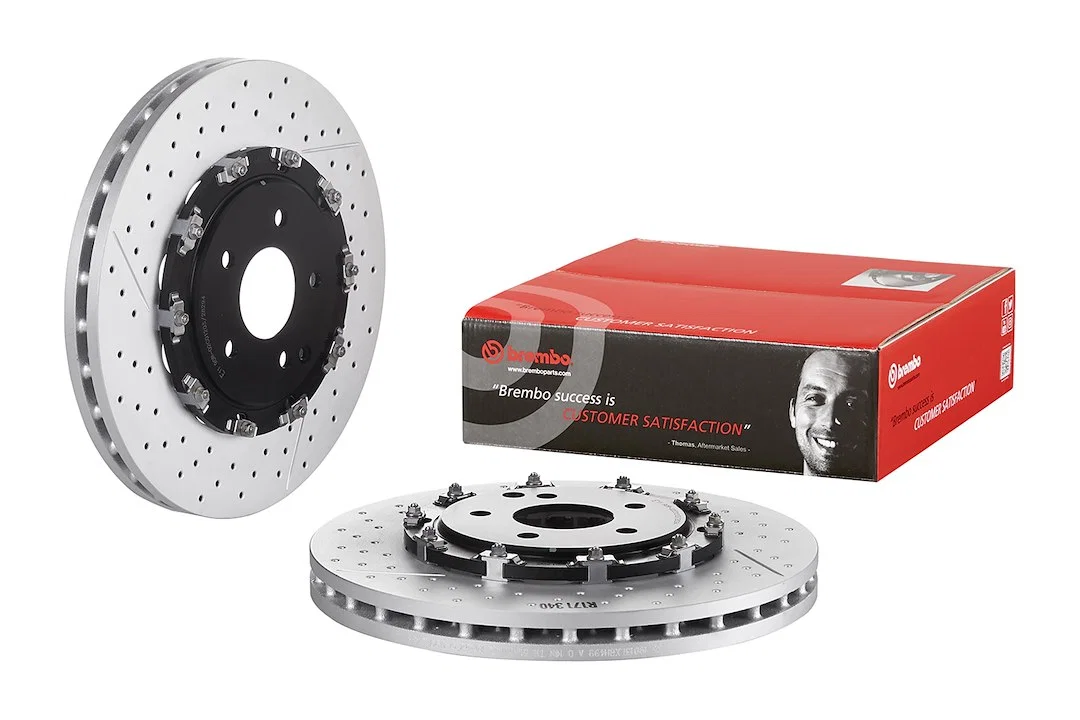 09925433C02 – BREMBO Brake Rotor, Vented Cross Drilled One Piece Design Wheel Bolt Pattern 5 x 112 Millimeter 340 Mil...